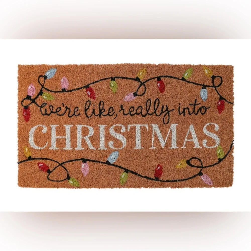NEW Festive Christmas Coir Doormat with Lights Design